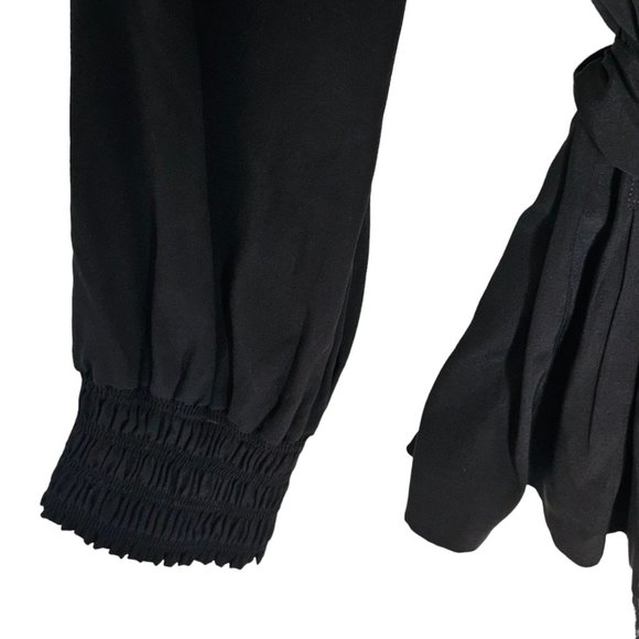 Diane Von Furstenberg Graciela Silk Blouse Wrap Style Ruffle 12 Black Classic Lu - Picture 8 of 11